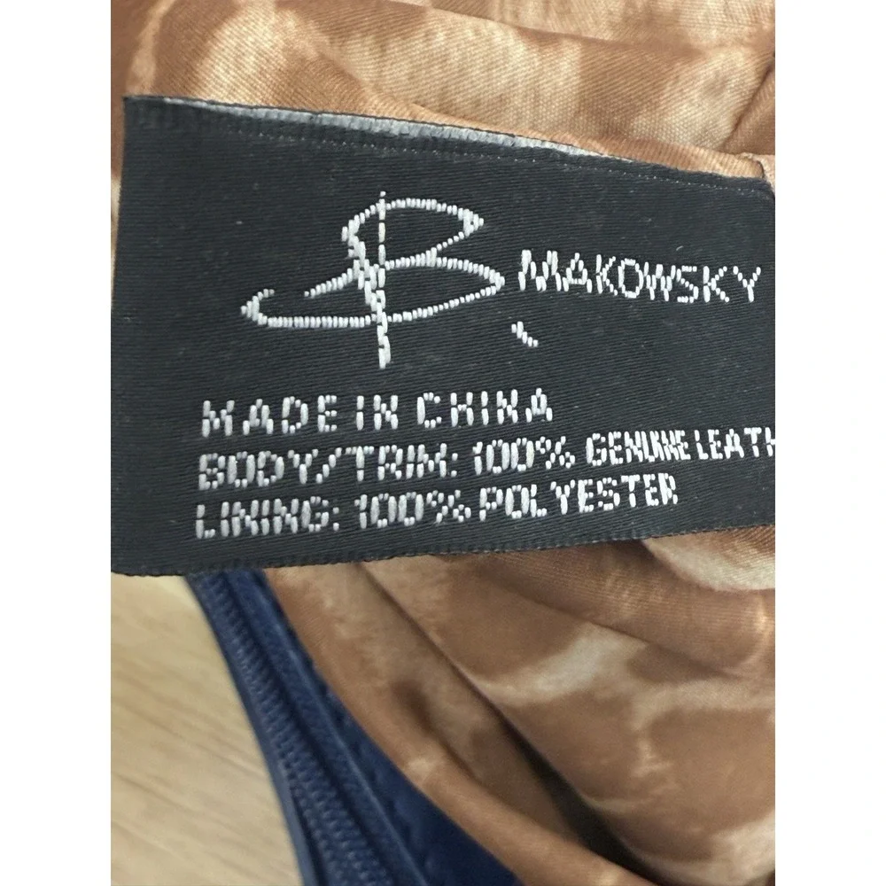 B Makowsky Blue Leather Hand Bag Purse Hobo‎ Shoulder Bag #33